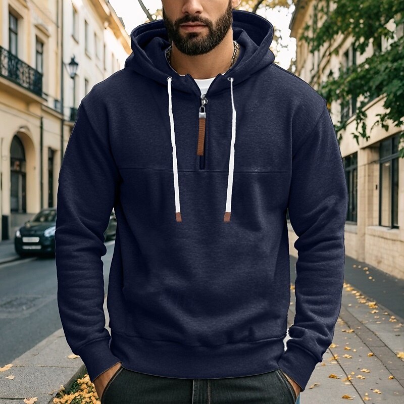Men's Hoodie Zip Sweatshirt Fleece Hoodie Apricot Wine Red Black White Navy Blue Hooded Plain Zip Up Sports & Outdoor Casual Daily Streetwear Cool Sportswear Fall & Winter Clothing Apparel Hoodies