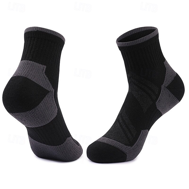 1 Pair Men's Women's merino wool socks Hiking Socks Running Socks Sports Socks Thermal Warm Breathable Anti Blister Thick Winter Outdoor quarter crew Patchwork Merino Wool Black Brown Green for Ski2