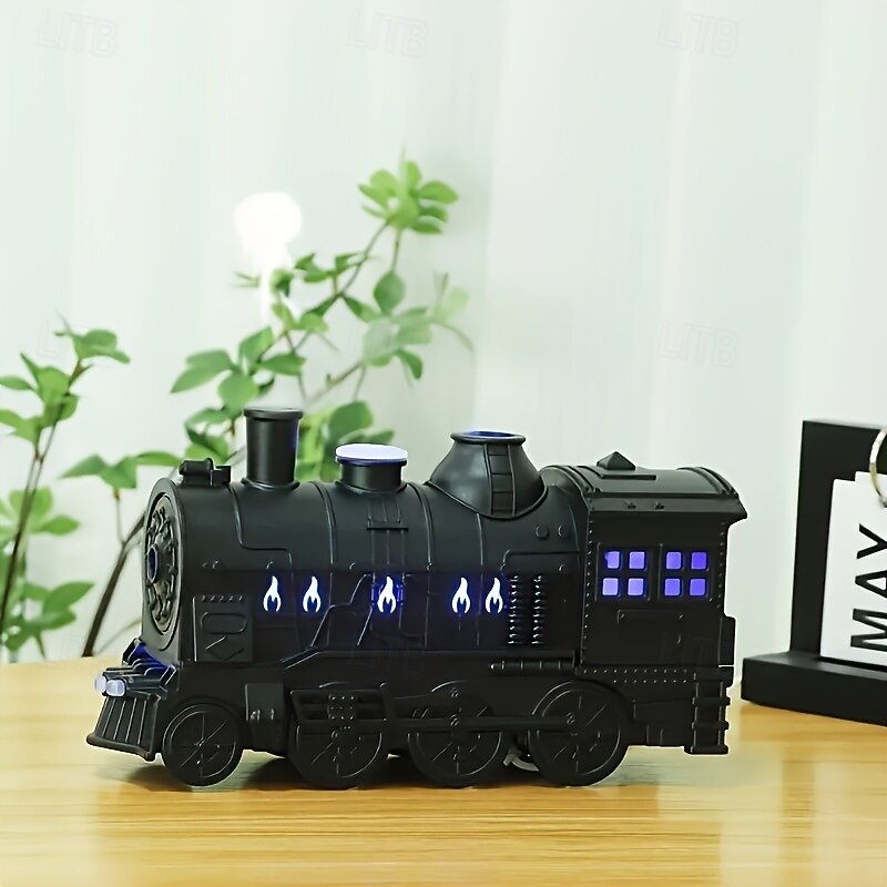 Retro Steam Train Humidifier With Fragrance Tray USB Power Supply Remote Control Operation Evaporative Work Suitable For Coverage Range Of 10-20 Square Meters Equipped With Simulated Flames4
