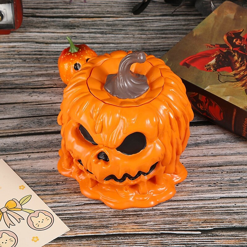Halloween Pumpkin Head Resin Planter and Pen Holder, Minimalist Chinese Style Home Decoration Ornament for Desktop and Shelf Display4