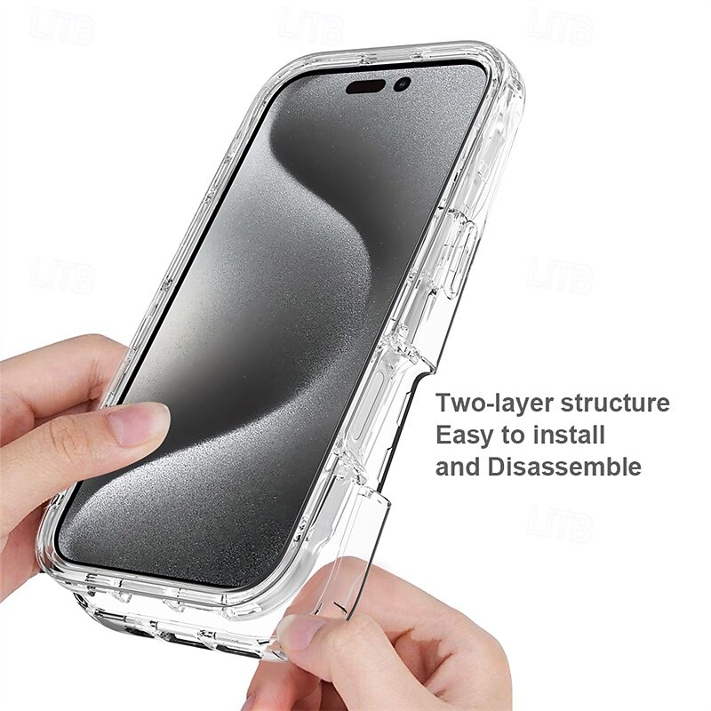 Phone Case For iPhone 17 Pro Max 17 Air 16 15 14 Pro Max Plus 16e 13 Pro Max Back Cover Transparent Shockproof TPU PC4