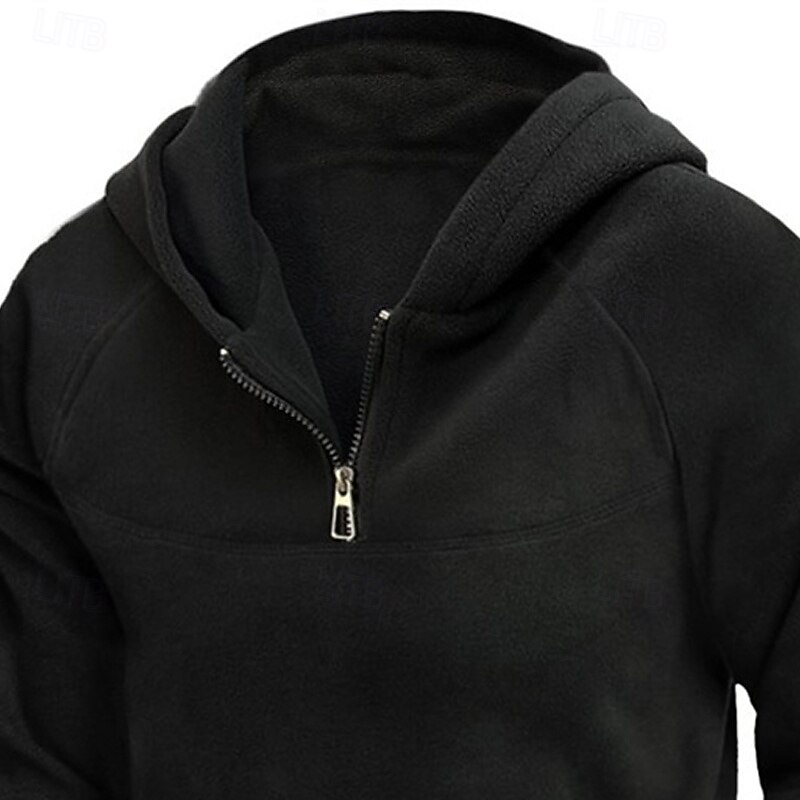 Men's Hoodie Quarter Zip Hoodie Black Hooded Plain Pocket Sports & Outdoor Daily Holiday Polyester Streetwear Basic Casual Spring &  Fall Clothing Apparel Hoodies Sweatshirts  Long Sleeve2
