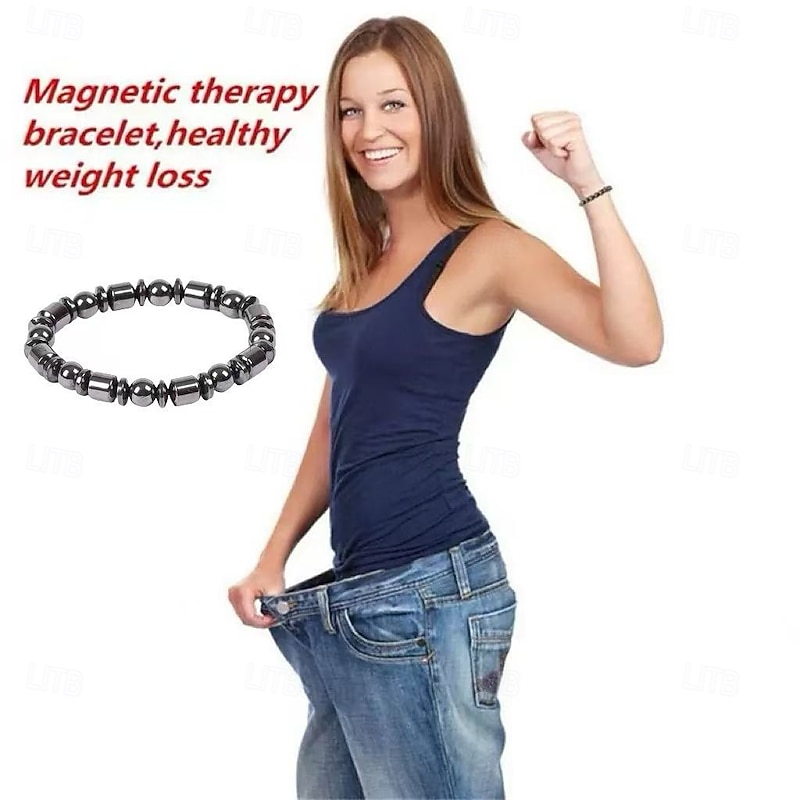 2pcs Magnetic Beaded Stretch Bracelets, Simple Black Magnetic Therapy Bracelets for Health, Weight Loss, Gift for Holidays and Special Occasions2