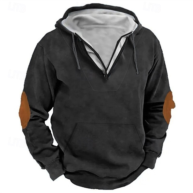 Men's Hoodie Quarter Zip Hoodie Black Army Green Navy Blue Gray Hooded Color Block Pocket Sports & Outdoor Daily Holiday Cotton Streetwear Basic Casual Spring Autumn / Fall Clothing Apparel Hoodies2