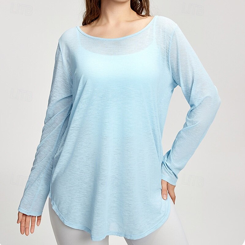 Women's Sports shirts Skin Friendly Softness Breathable Split Long Sleeve Sports Solid Color Top For Gym Pilates Zumba Loose Fit Activewear3