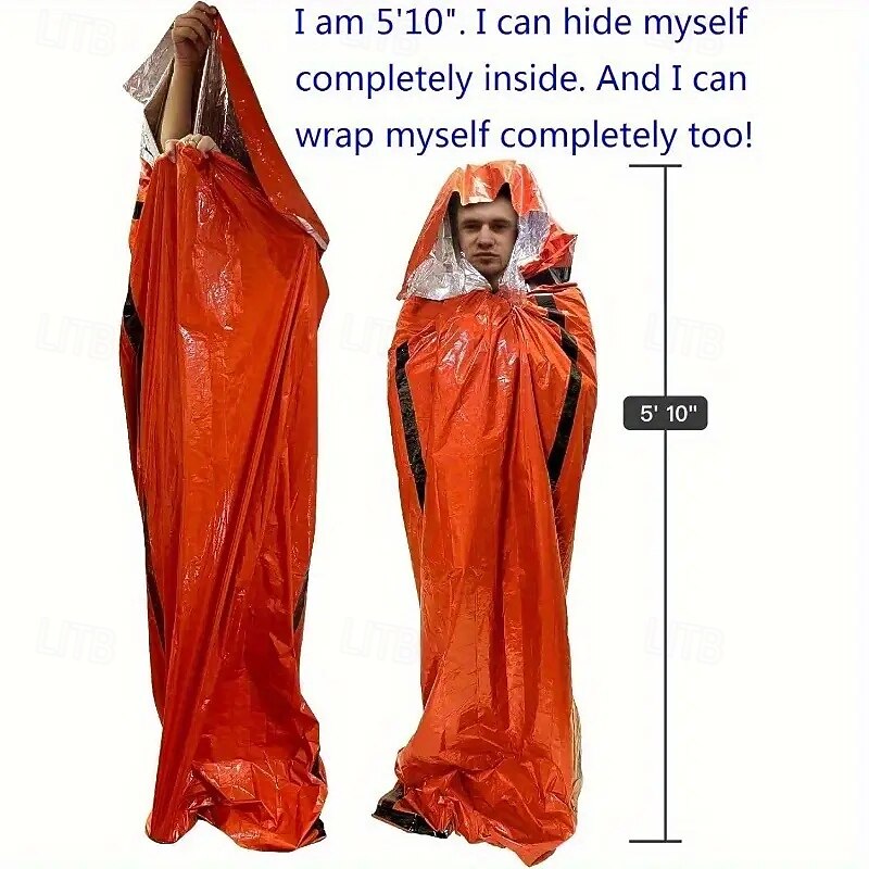 Emergency sSurvival Sleeping Bag  PVC Insulation  Waterproof With Drawstring Bag Compact and Practical  Very Suitable for Camping and Outdoor Exploration Outdoor Survival Equipment3