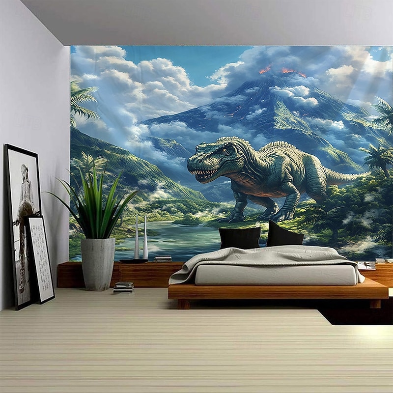 Forest Animal Dinosaur Landscape Hanging Tapestry Mural Art Large Tapestry Mural Decoration Photos Background Carpet Curtains Home Bedroom Living Room Decoration3