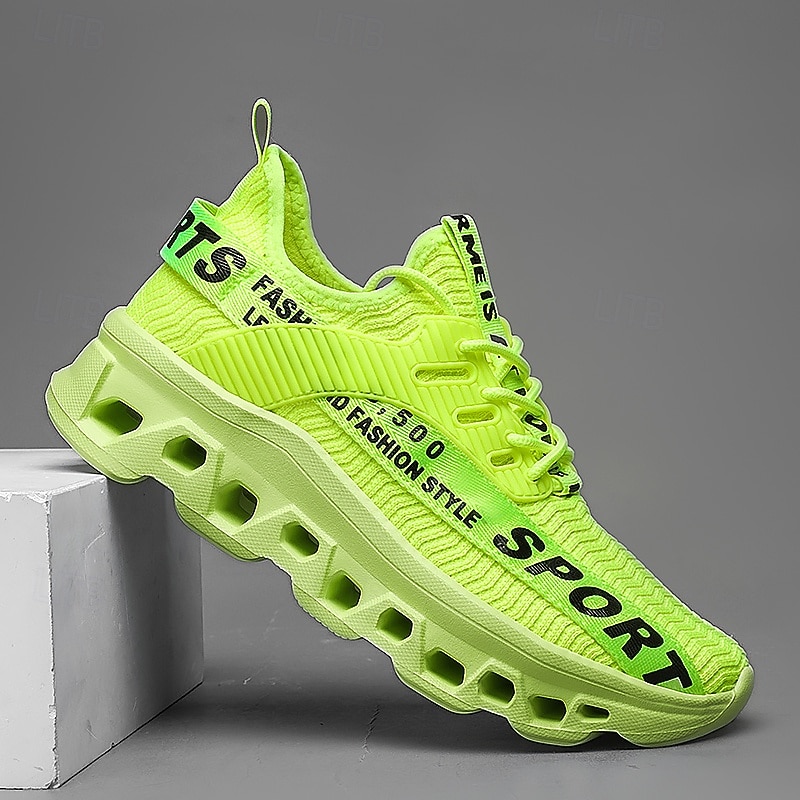 Men's Neon Green Hollow Sole Running Shoes – Stylish and Comfortable Sports Sneakers for High-Performance Workouts, Outdoor Adventures, Street Style and Gym Training2
