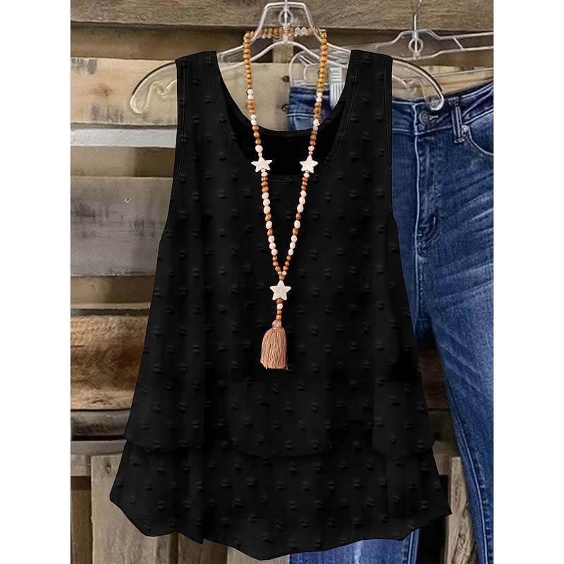 Women's Camisole Tank Top Solid Color Daily Casual Sleeveless U Neck Regular Tops Daily Patchwork Black White Sky Blue Purple Summer3