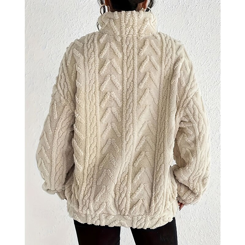 Women's Sweater Pullover Fashion Solid Color Chunky Hooded Knitted Long Sleeve Regular Tops Knit Outdoor Daily Holiday Apricot Fall Winter4