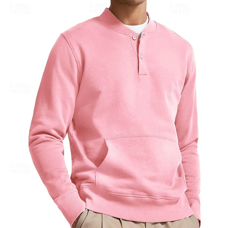 Men's Sweatshirt White Pink Light Blue Standing Collar Plain Patchwork Pocket Sports & Outdoor Daily Holiday Polyester Streetwear Basic Casual Spring Autumn / Fall Clothing Apparel Hoodies2