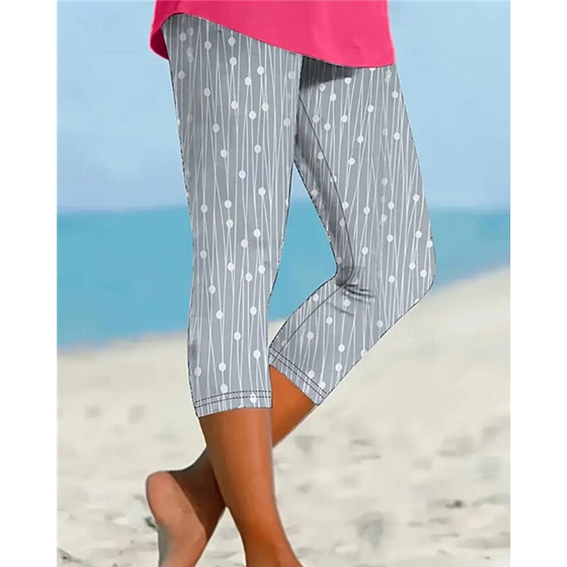 Women's Leggings Anti Chafing Shorts Cozy Leggings Fashion Streetwear Calf-Length Natural Flower Elastic Waist Comfortable Breathable Stretchy Daily Wear Festival Black 1# Black 2# Black White Summer4