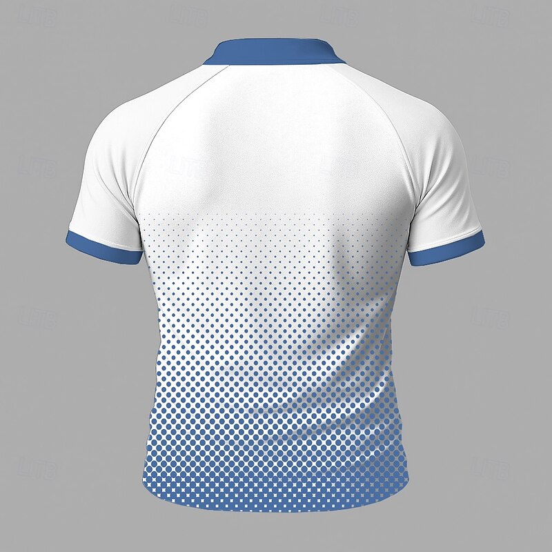 Men's Color Block Geometic Zip Polo Short Sleeve Standing Collar Business Leisure Business Athleisure Casual Daily Zipper 3D Print Summer Robin's Egg Blue Black Green4