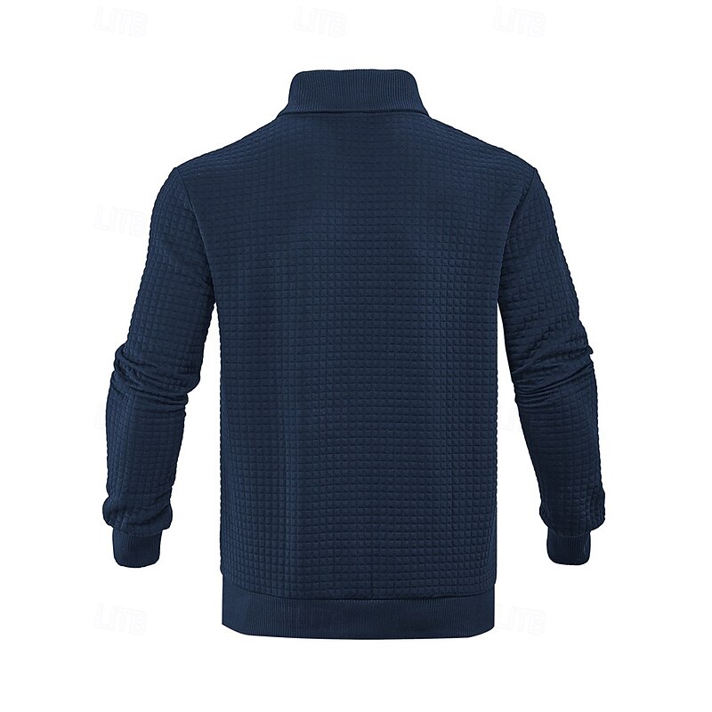 Men's Sweatshirt Black White Army Green Navy Blue Lapel Plain Sports & Outdoor Daily Holiday Polyester Streetwear Basic Casual Spring Autumn / Fall Clothing Apparel Hoodies Sweatshirts  Long Sleeve3