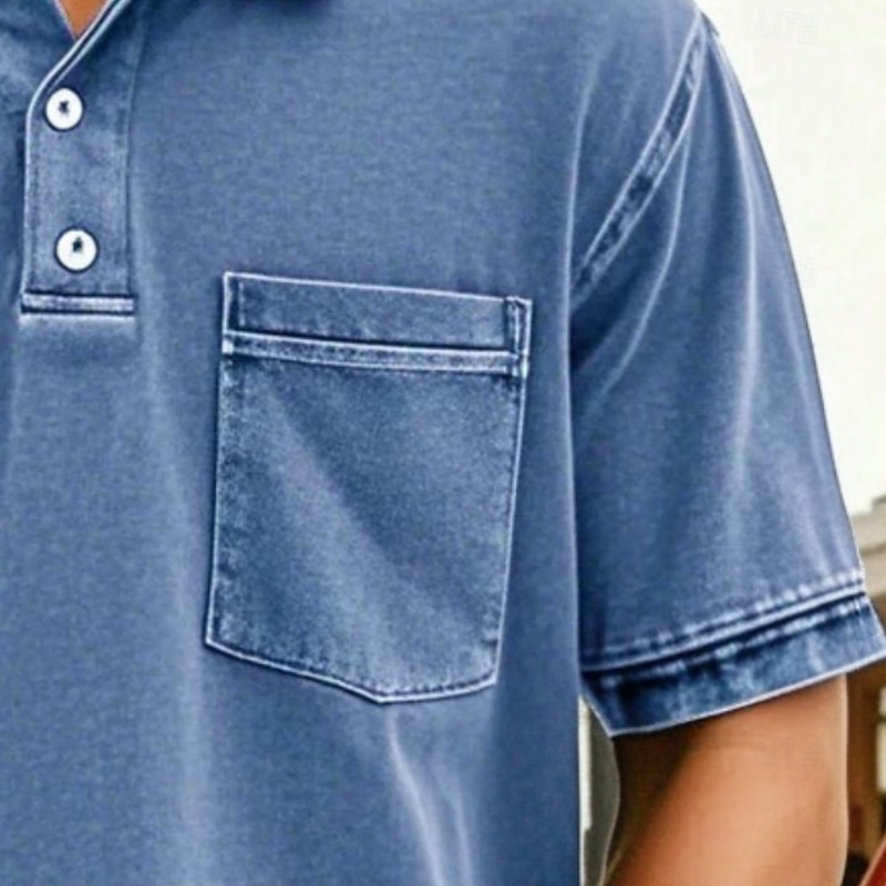 Men's Polo Shirts Golf Shirt Casual Sports Classic Short Sleeve Fashion Cool Plain Pocket Buttons Summer Spring &  Fall Regular Fit Dark Grey Green Purple Navy Blue Brown Light Blue Polo Shirts3