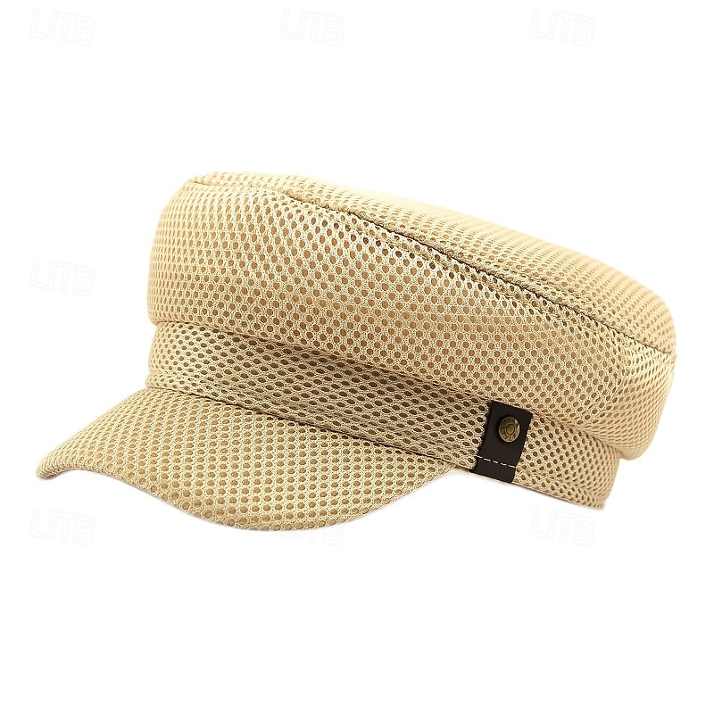 Men's Flat Cap Baseball Cap Sun Hat Trucker Hat Black White Polyester Mesh Fashion Casual Street Daily Plain Adjustable Sunscreen Breathable3