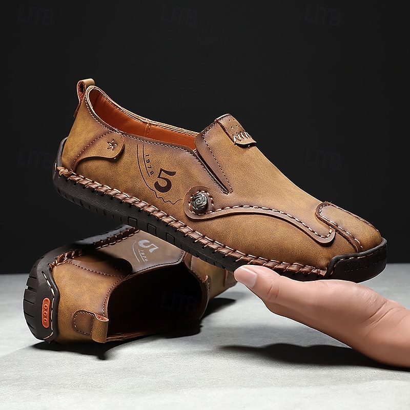 Men's Brown Slip-on Shoes with Contrast Stitching, Soft Insole and Durable Rubber Sole for Casual Office Wear, Daily Commute and Weekend Relaxation4