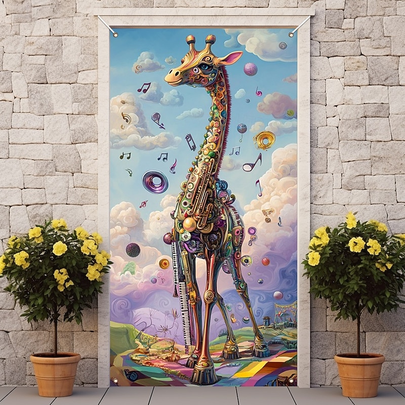 Cute Animal Door Decorations Door Covers Door Tapestry Door Curtain Decoration Backdrop Indoor/Outdoor Door Banner for Front Door Farmhouse3