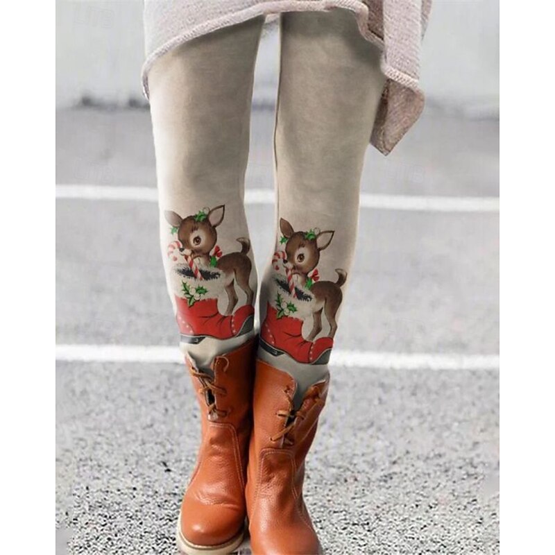 Women's Slacks Leggings Cozy Leggings Streetwear Casual Full Length Natural Cat Elastic Waist Print Comfy Outdoor Comfortable Outdoor Going out Magenta Apricot Black Light Grey Fall Regular Fit3