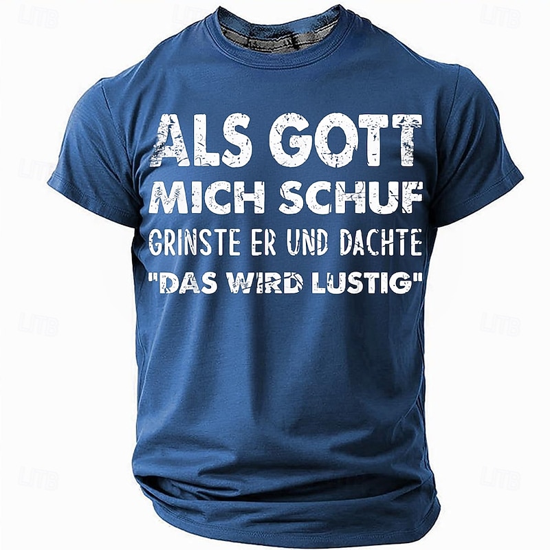 Men's Funny Short Sleeve T-Shirt with 'When God Created Me He Grinned That Will Be Funny' Quote, Humorous Lifestyle Tee Top3