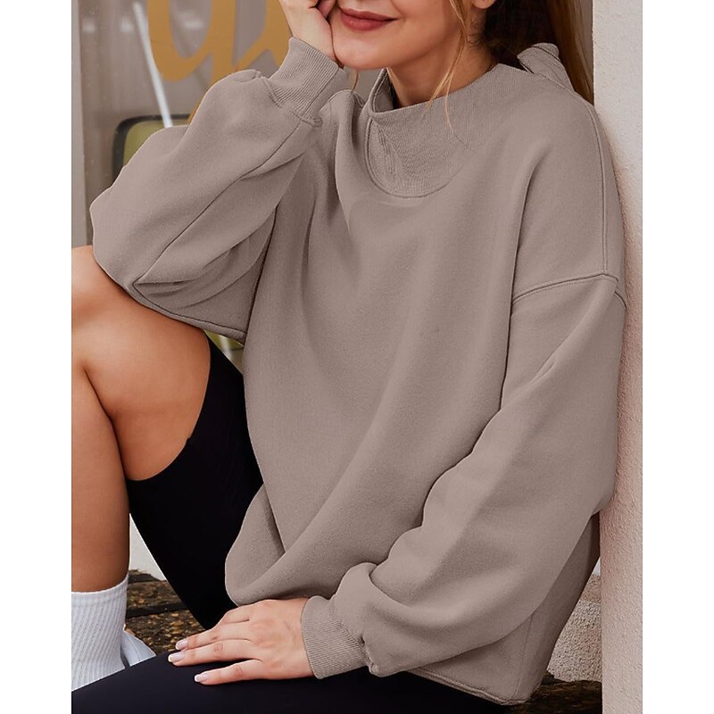 Women's Blouse Plain Modern Long Sleeve Turtleneck Regular Tops Holiday Going out Black White Pink Light Brown Brown Fall Winter2
