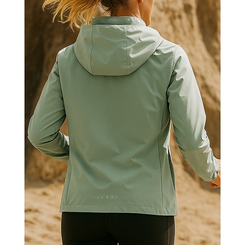 Women's Running Jacket Outdoor Jacket Drawstring Pocket Long Sleeve Top Athleisure Fall Solid Colored Waterproof Windproof Pilates Running Yoga Sportswear Activewear Violet Black White2