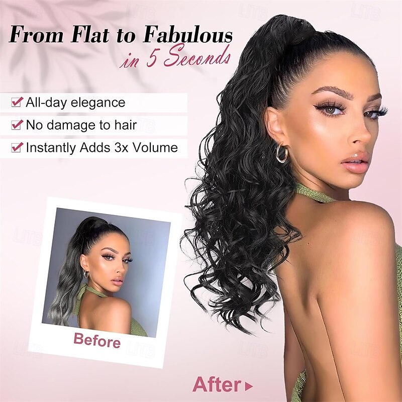 20 Wavy Ponytail Extension Claw Clip Ponytail Hair Extension Natural Synthetic Hairpiece for Women Daily Use2