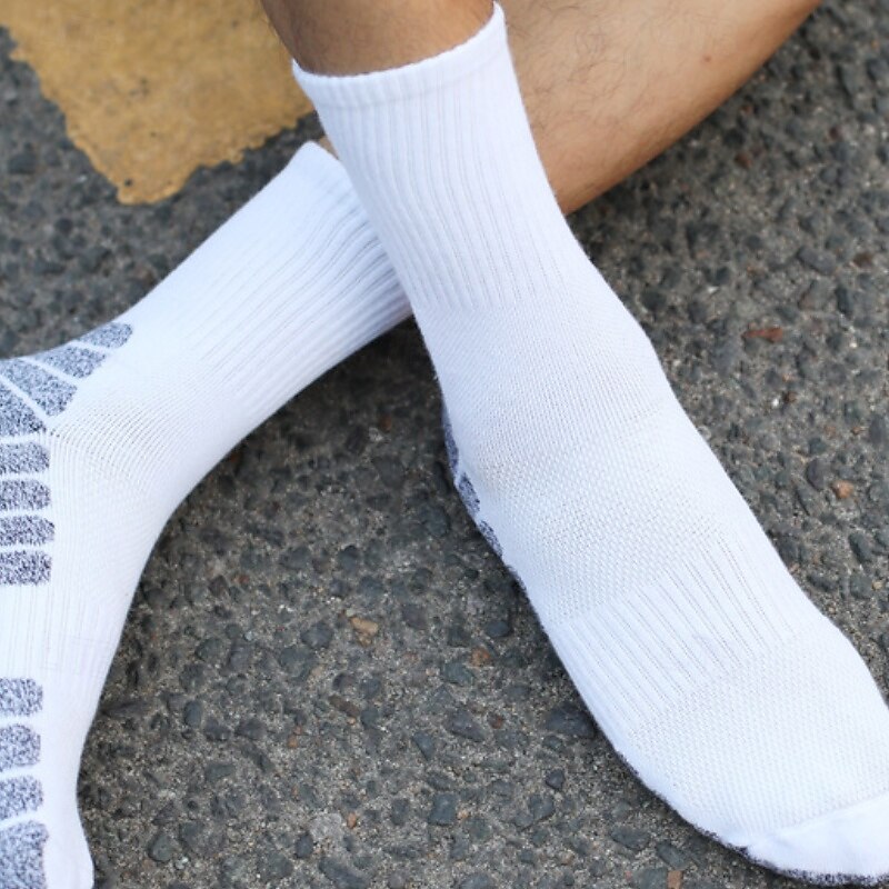 1 Pair Men's Hiking Socks Running Socks Sports Socks Breathable Anti Blister Sweat-Wicking cushioned Outdoor quarter crew Patchwork Cotton Dark Grey Black White for Running4