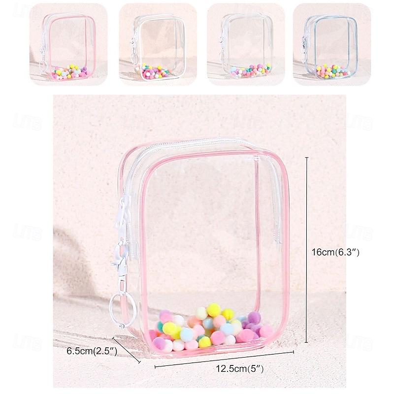 Clear Bag Keychain For 17/15cm Plush Doll(NO DOLL)Hanging Display CaseProtective CasePlastic PVC Storage Box (Clear Bag)3