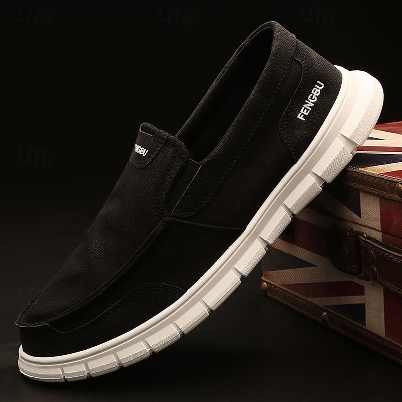 Men's Khaki Canvas Slip-On Loafers Lightweight Flexible Sole Breathable Design for Casual Office Wear Daily Walking and Travel2