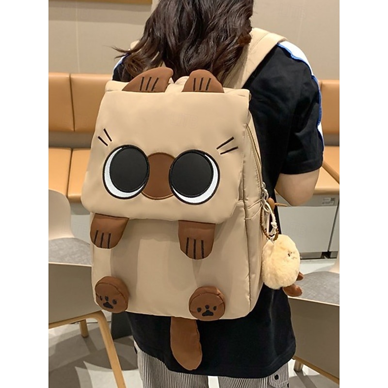Cute Cat Ears Waterproof Backpack for Girls – Kawaii School Bag with Plush Keychain for Teens, College Students and Daily Use