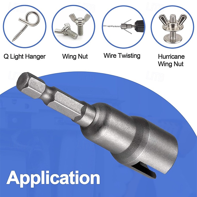 Wing Nut Drill Bit Set Hurricane Wingnut Driver Power Wing Nut Driver Socket Wrenches Tool Set 1/4 Inch Hex Shank Steel Drills Bits for Panel Nuts Screws Eye C Hook Bolt Q-Hanger3