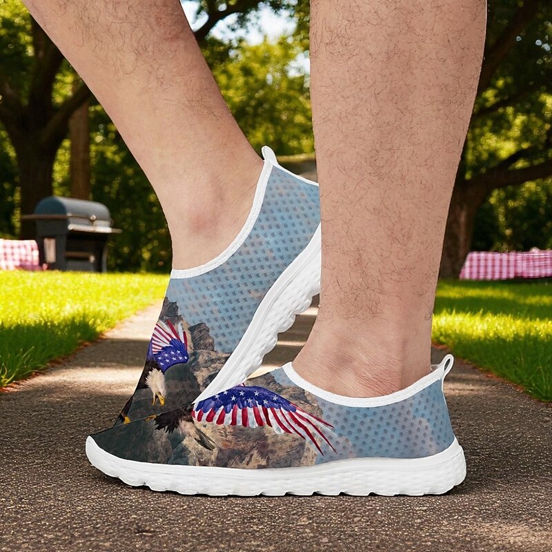 Men's Patriotic Mesh Sports Shoes – Breathable American Flag Eagle Sneakers for Independence Day, Summer BBQs and Outdoor Fitness Activities Vincent Hie2