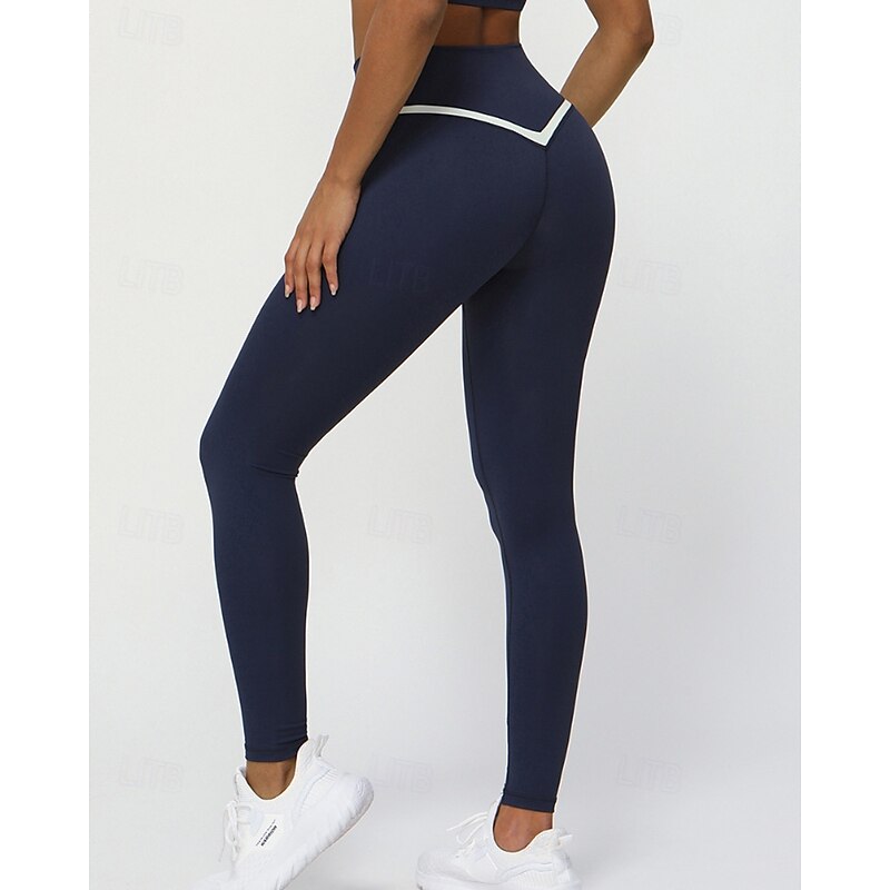 Women's pilates leggings fitness pants sport pants Thermal Warm Windproof Pilates Running Fitness Pants Color Block Black Yellow Dark Navy Fall Winter Sports Activewear Micro-elastic4