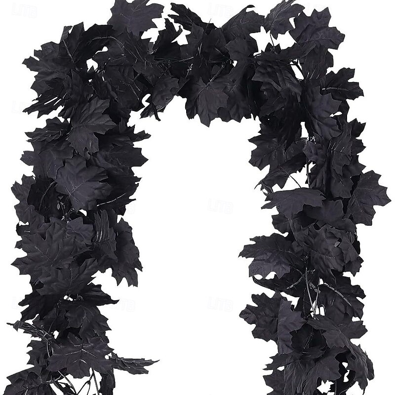 Halloween Garland,Black Decorations  Fall Wall Hanging Maple Leaves, Artificial Maple Leaf Vine, Halloween Decorations Clearance,Decoration for Home