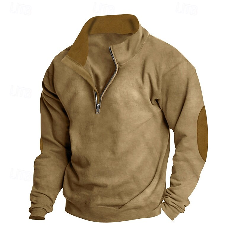 Men's Sweatshirt Quarter Zip Sweatshirt Black Wine Camel Light Grey Dark Gray Half Zip Color Block Sports & Outdoor Daily Holiday Polyester Streetwear Basic Casual Spring Autumn / Fall Clothing