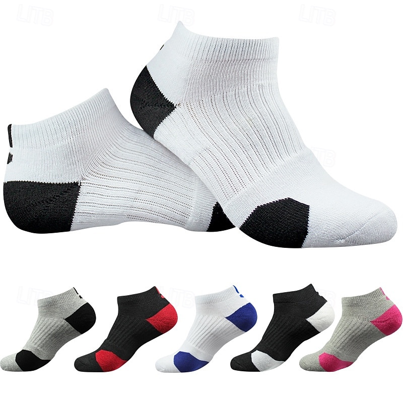 1 Pair Men's Hiking Socks Sports Socks Breathable Anti Blister Sweat-Wicking cushioned Outdoor ankle Patchwork Cotton Black White Pink for Running