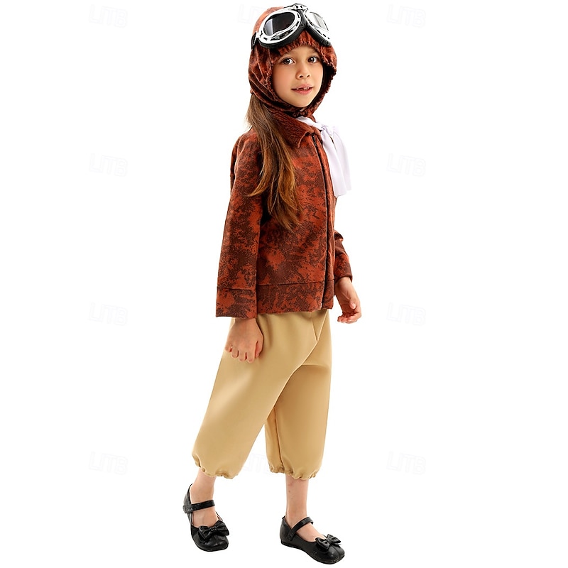 Pilot Aviator Halloween Dress Outfits Costume STEM Day Career Role Play Cosplay Kid's Boys' Girls' Halloween Carnival World Book Day Performance Educational Dress Up School Event Dress Up Easy3