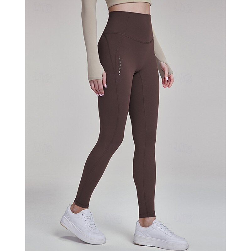 Women's fitness pants Pilates Pants Yoga Pants Reflective Strips Lightweight High Waist Gym Pilates Zumba Bottoms Solid Color Black Red Coffee Fall Sports Activewear