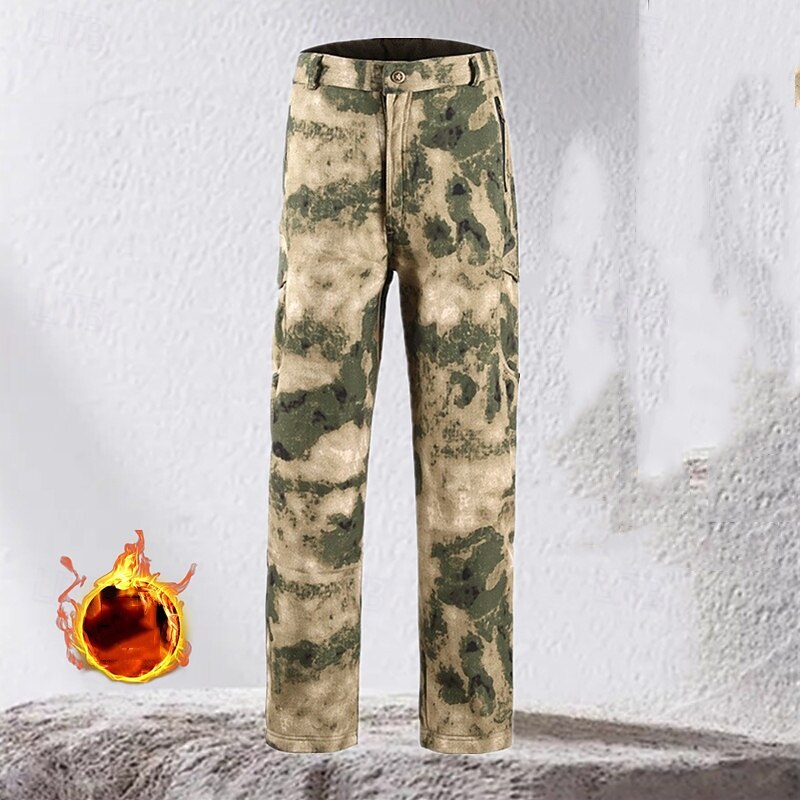 Men's Cargo Pants Hiking Pants Trousers Fleece Pants Camouflage Outdoor Regular Fit Waterproof Windproof Quick Dry Lightweight Pants / Trousers Pocket Elastic Waist Yellow Brown Camping / Hiking Golf2