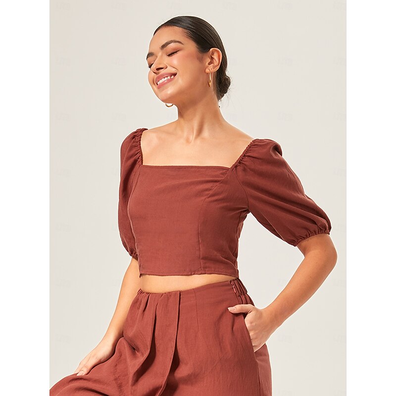 Lyocell-blend Smocked Blouse