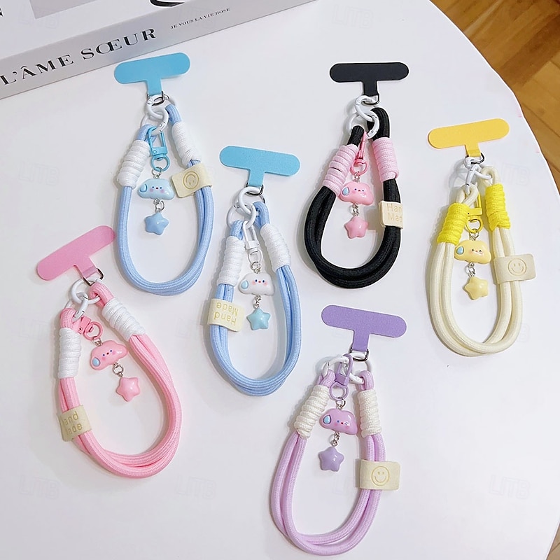 New fashionable mobile phone short rope white cloud star hanging decoration mobile phone hanging rope keychain camera hanging chain pendant mobile phone short rope2