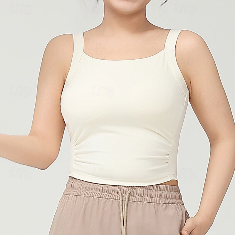 Women's Yoga Bra Sports Tank Top Pilates Bra Underwear High Impact High Supports Breathable Wireless Padded Solid / Plain Color Sport Activewear Black White Gym Pilates Running2