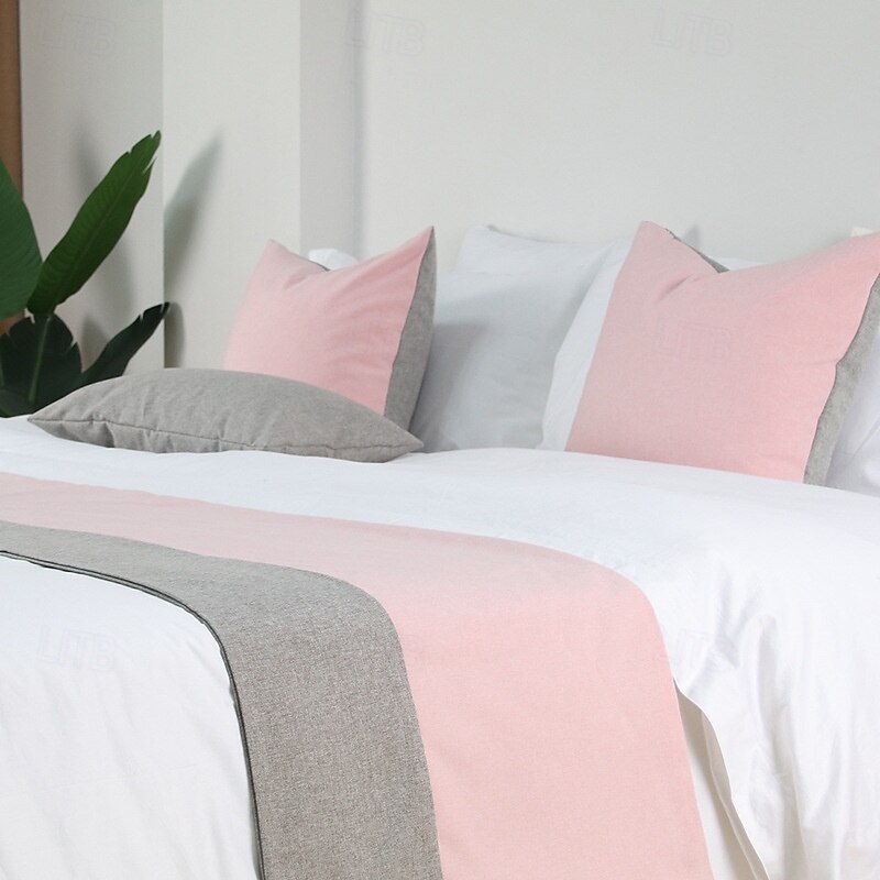 Bed Runner Bed Scarf, Two Tone Colors Decorative Bed Scarf for Home Hotel Bedspreads Scarves Protection Modern Solid Bed Runner for Foot of Bed Home Bedroom Bedding Decoration2