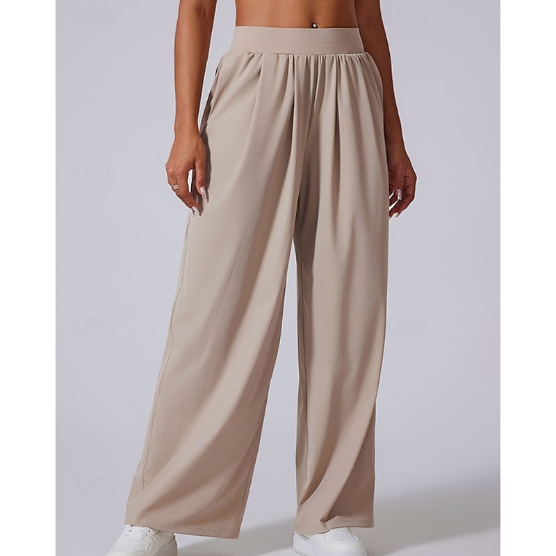 Women's pilates leggings fitness pants sport pants Sun Protection Pilates Running Fitness Pants Solid Color Apricot Khaki Fall Winter Sports Activewear Micro-elastic