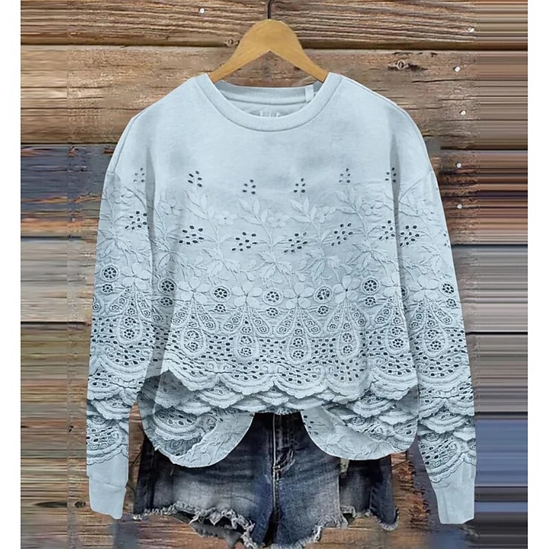 Women's Pullover Sweatshirt Floral Casual Long Sleeve Crew Neck Regular Tops Home Street Dailywear Print Pink Beige Light Blue Summer Spring Fall Winter3