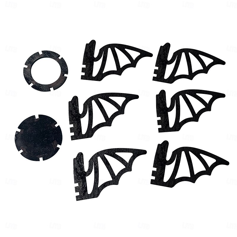 Halloween Bat Candle Holder Wooden Black Bat Table Centerpiece, Spooky Candle Stand for Dinner Table, Party, Haunted House Decorations3