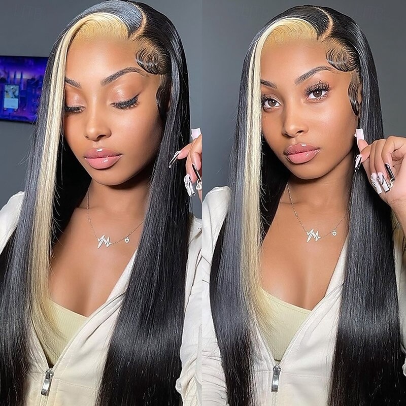 1B/613# Highlights Dyeing Color Human Hair 13x4 Lace Front Wig Straight Hair 150%% Density For Black Women4