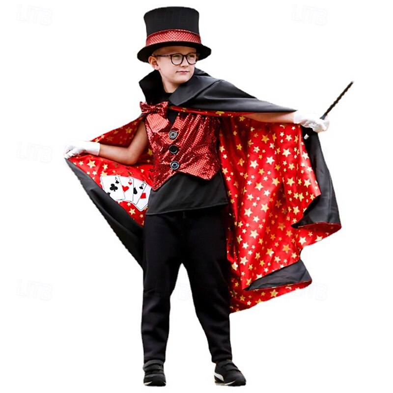 Magician Halloween Dress Outfits Costume STEM Day Career Role Play Cosplay Kid's Boys' Girls' Halloween Carnival World Book Day Performance Educational Dress Up School Event Dress Up Easy Halloween2