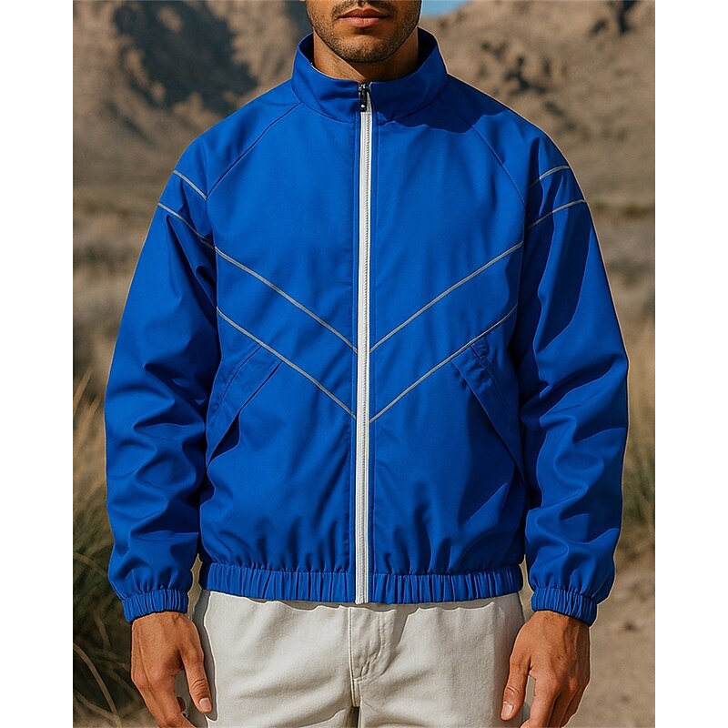 Men's Outdoor Jacket Hiking Jacket rain coat Outdoor Waterproof Quick Dry Lightweight Breathable Hiking Outfits Hiking Clothes Spring Autumn / Fall Jacket Tennis Golf Running Solid Color Black Sky4